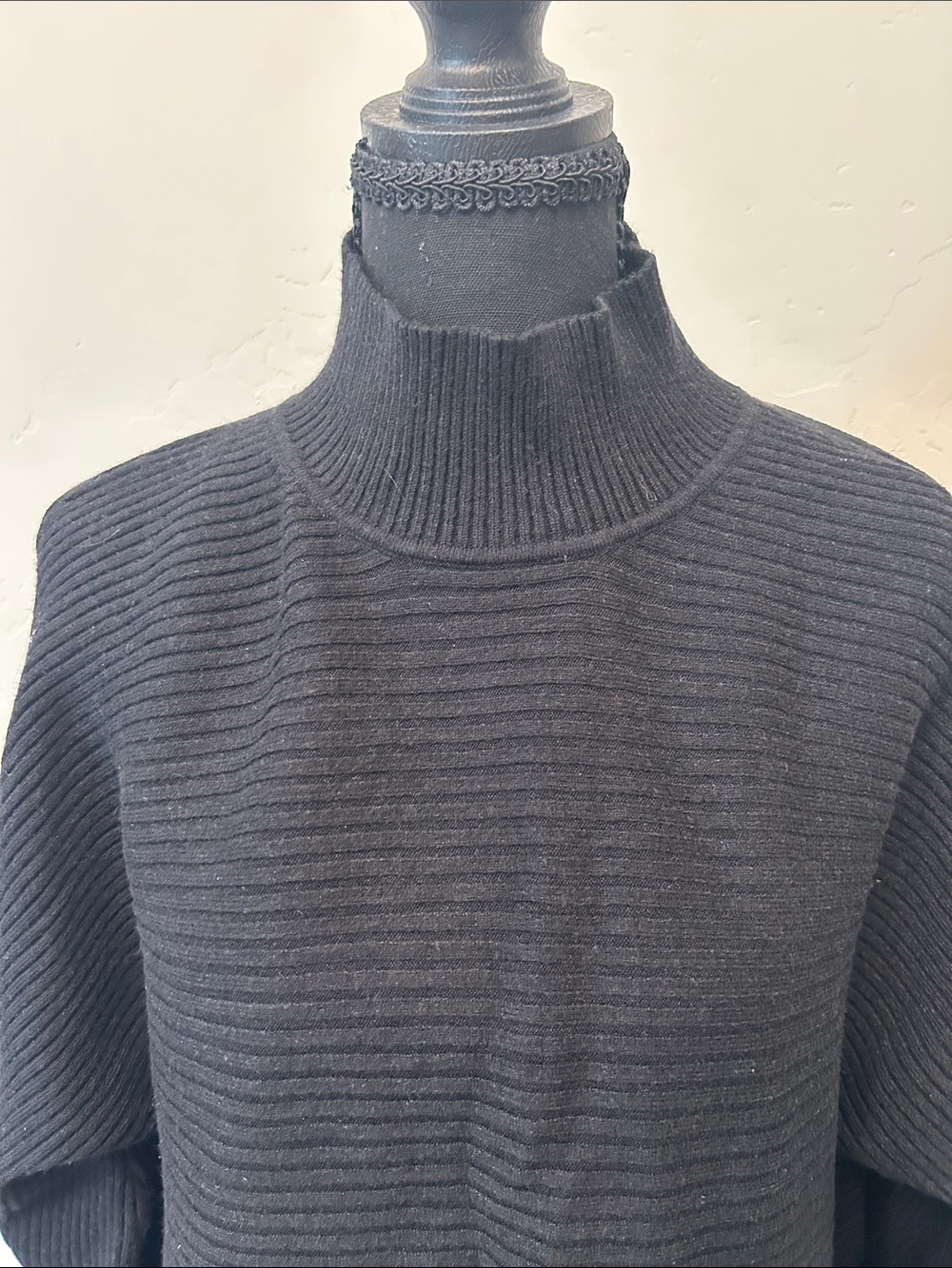 Rielle Ribbed Mock Neck Sweater - Black Long XL